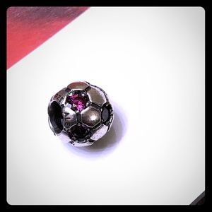 Pandora Retired Red CZ and Silver Soccer Ball Bead